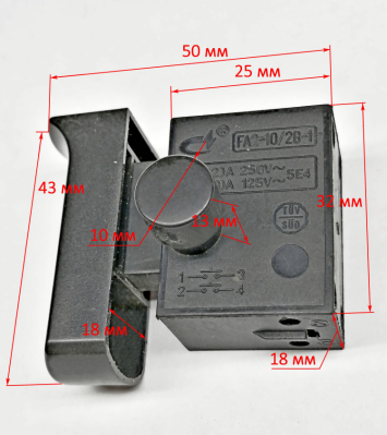 Выключатель FA2-10/2B-1 12A 250V для ДП-185/1600(49) c KEY020