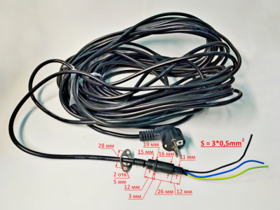 Кабель сетевой 3х0,5мм для СН-90А(22,25,26) DOY